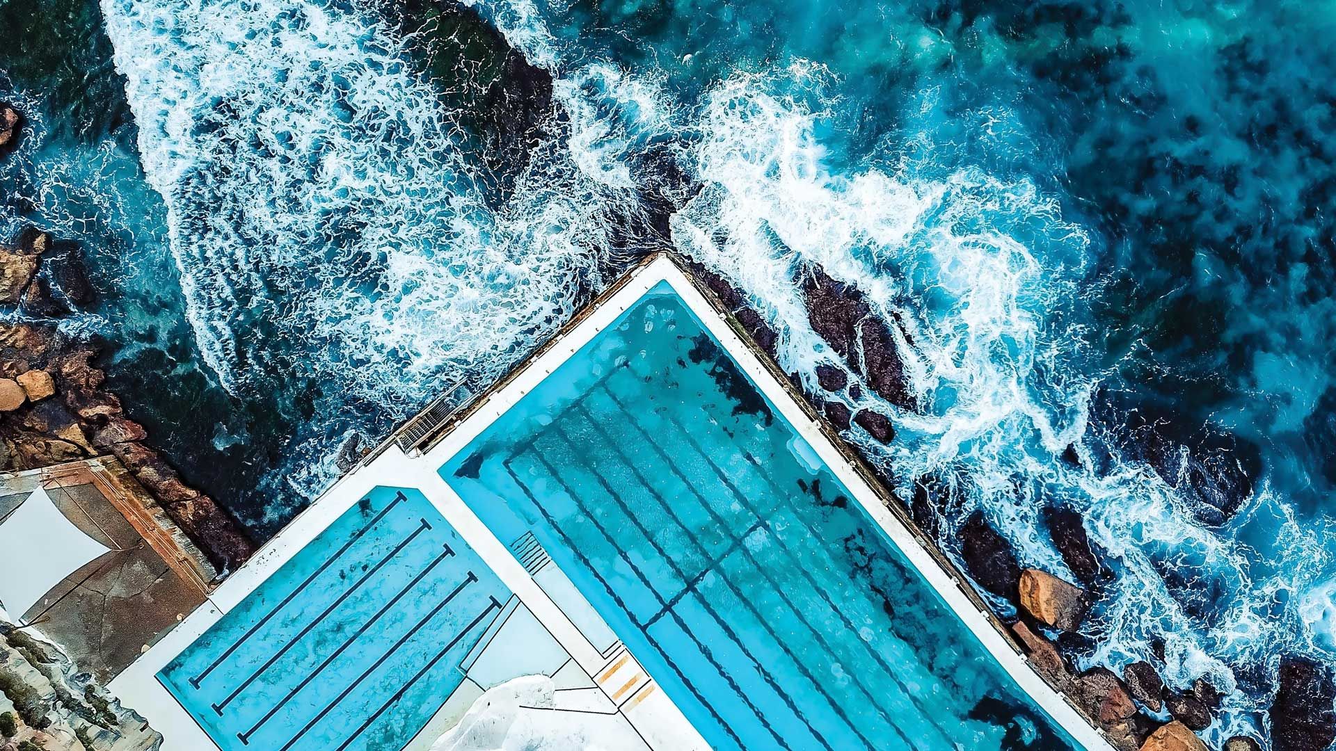 Casey is an equal-opportunity aquaphile who loves a pool, like this one at Bondi Icebergs Club in Sydney, Australia, as much as a river, lake, harbour or ocean.