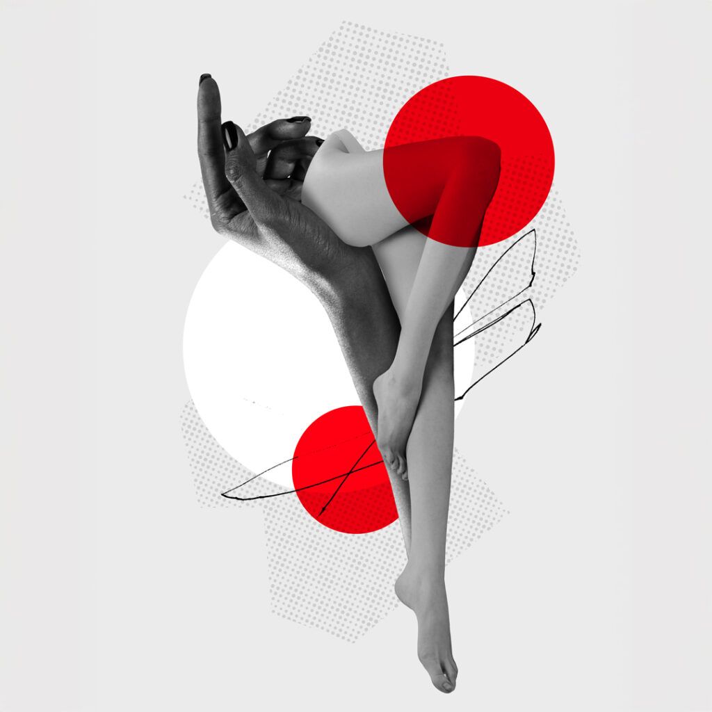 Collage of legs with sciatica pressure points