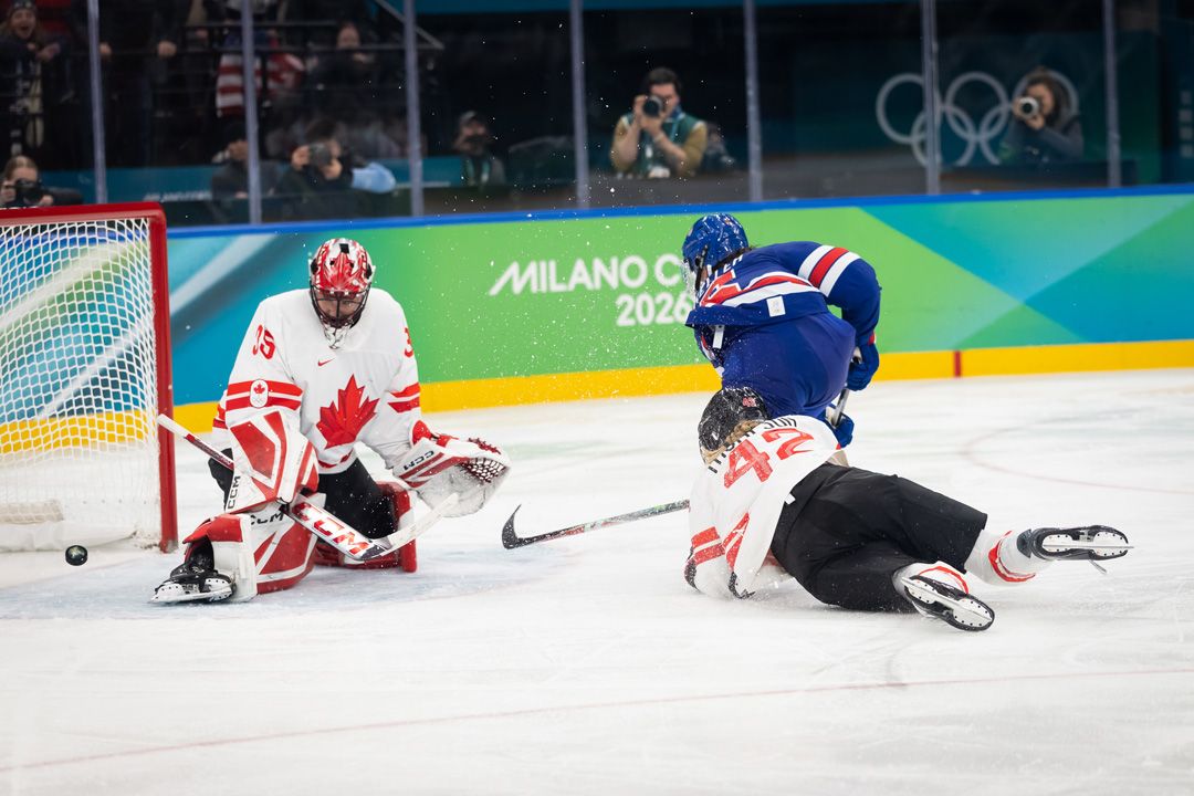 U.S. forward Megan Keller squeezes the puck past Canadian goalie Ann-Renée Desbiens in overtime to dash our women's hopes. | Andreas Rentz/Getty Images