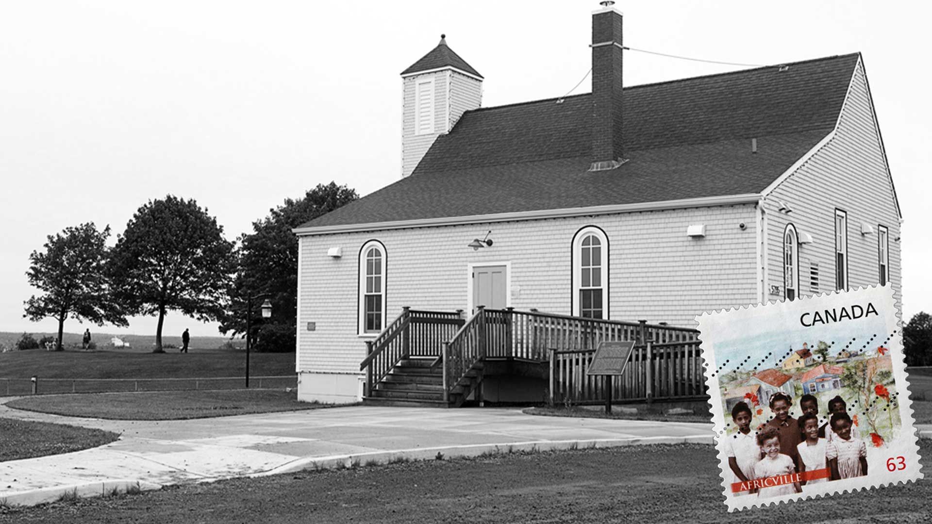 Playing it Forward The Africville Heritage Trust Museum in Halifax and the Canada Post stamp that commemorates the community. | The Canadian Press/Andrew Vaughan (museum); Peregrine/Alamy (stamp)