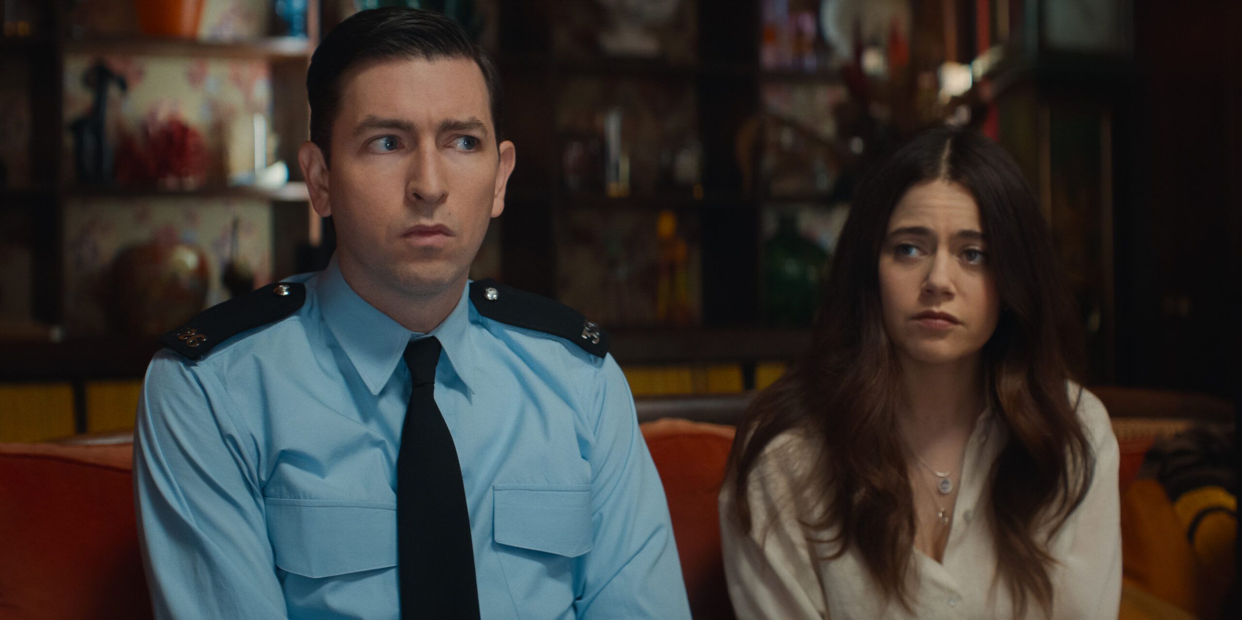 Nicholas Braun with Molly Gordon in 'The Sheep Detectives'.